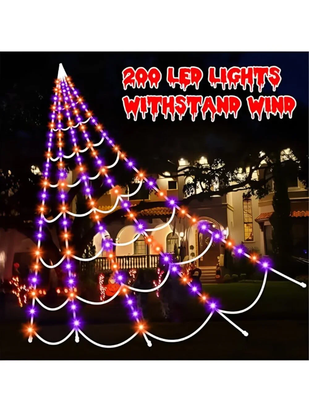 Halloween Decorations Outdoor Spider Web: Giant Light Up Spider Web Decor